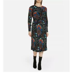 Ba&sh Womens Size 2 Medium Abelia Floral Midi Sheath‎ Dress Button Zipper Cuff